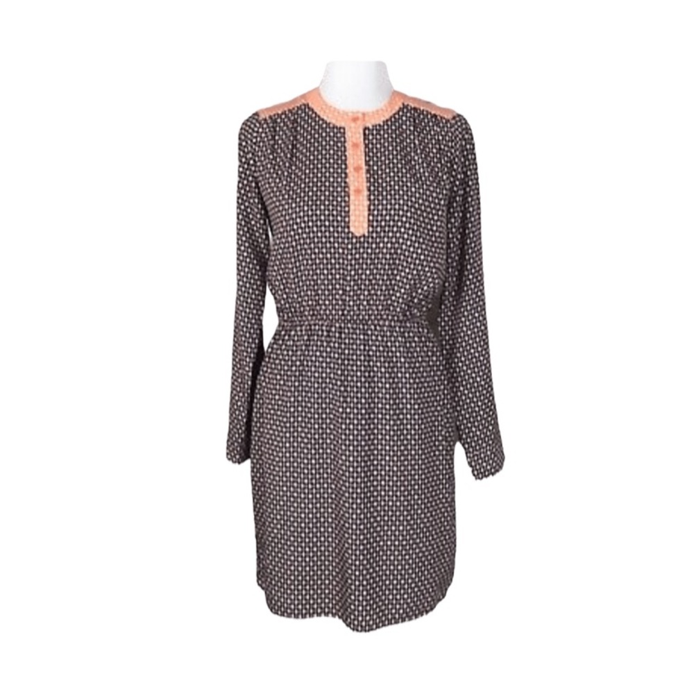 Maison Jules | Purple & Orange Geo Print | Long Sleeve Mini Dress | Small